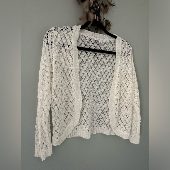 Cloude Chaser Women's Size L White Open Knit Cardigan Sweater Soft Casual NWOT - Picture 2 of 11